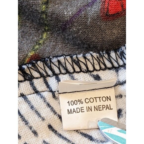 Leopards and Roses Tunic Top Womens Large Cotton Artsy Art To Wear Colorful Boho - Picture 6 of 7